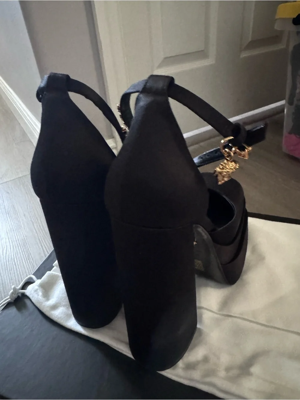 Medusa Aevitas Satin Platform Pumps.